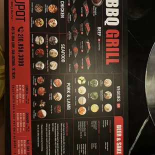 menu