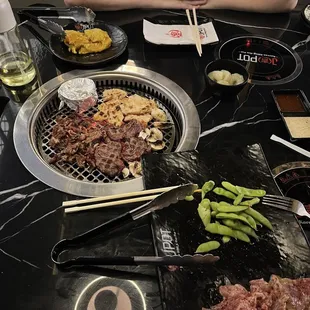 JPOT BBQ chicken, bulgogi beef and steack