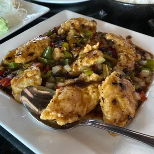 Orange roughy in fermented black bean sauce