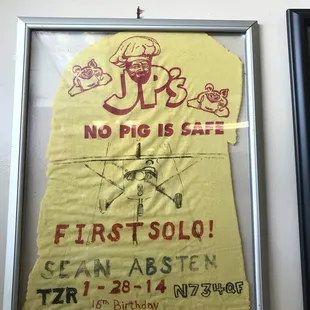 Solo shirt on the wall.