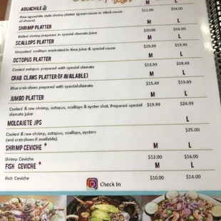 menu, sushi and sashimi