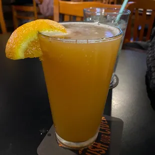 a glass of orange juice