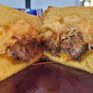 Brisket Grilled cheese,  plus Mac and cheese