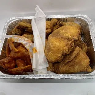 Whole wings and legs and thighs family combo