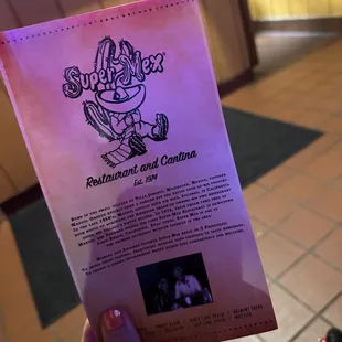 a menu for a restaurant