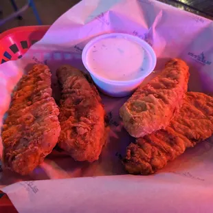 Chicken Tenders for $8 (hh) + $1.25 up-charge for a side of ranch.