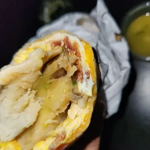 Bacon breakfast burrito.