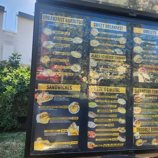 Drive through menu.