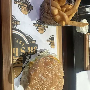 Cheeseburger and fries