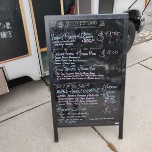 menus on a chalk board