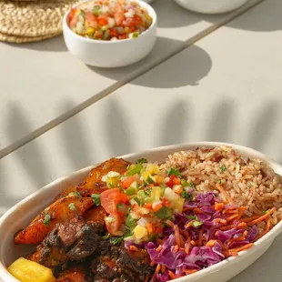 a bowl of food on a table