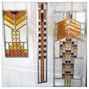 Prairie style stained glass panels.