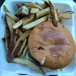 Cheeseburger and fries