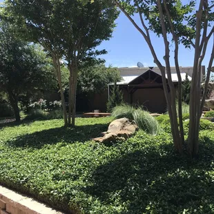 Beautiful landscaping to enjoy while eating outside
