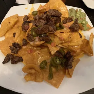 Loaded beef nachos. Could have used more jalapeños.
