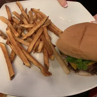 Cheeseburger and fries.