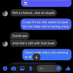 JRs boss Leah talking smack on people who want jobs and past workers.