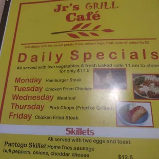 Daily specials.