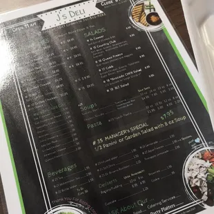 a menu for a restaurant