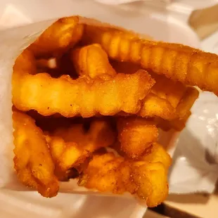 The fries are very good. Well seasoned, plentiful, crispy on the outside and soft on the inside.