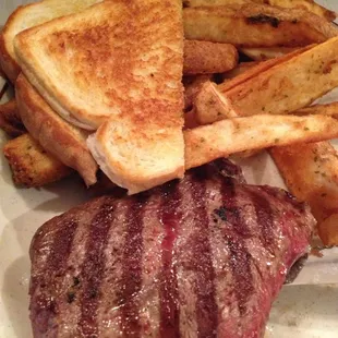 Iron steak and fries (rare). 3 out of 10