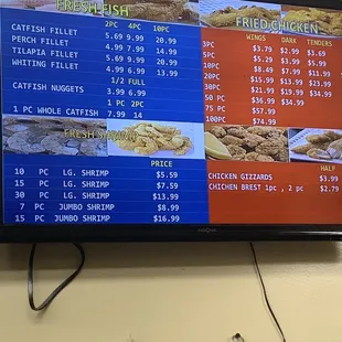 Fish and Chicken with prices as of 10/4/19