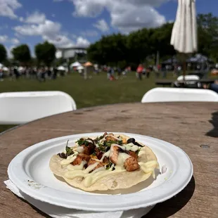 Salmon honey wasabi taco
