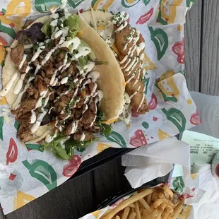 Fish Tacos (Cod) and fries