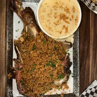 Stuffed Turkey Leg with Dirty Rice and Cream Sauce