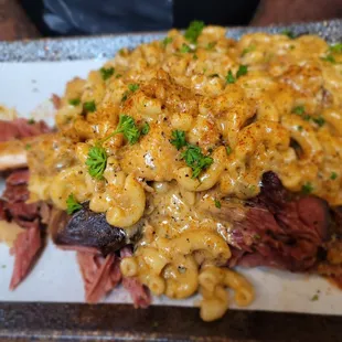Lobster Mac n cheese stuffed turkey leg