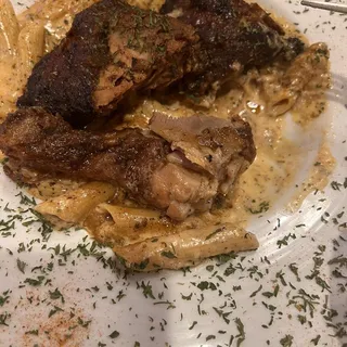 Jerk Chicken with Lobster Mac