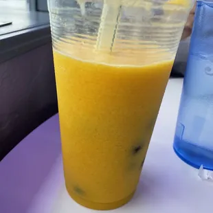 Mango blended drink with boba