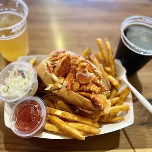 Lobster roll with fries