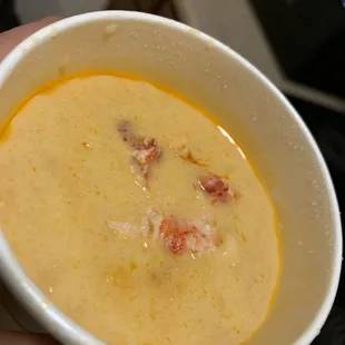 Lobster bisque. Lots of meat in there