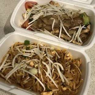 Pad Thai and Drunken Noodle. I like Pad Thai more.