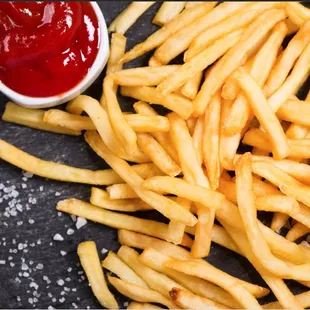 french fries and ketchup