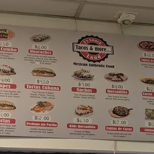 Whole menu.