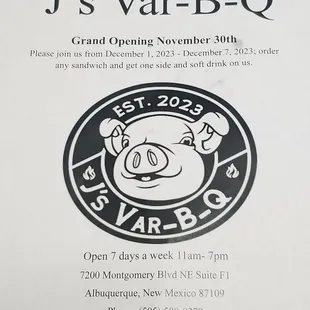 Grand opening flyer!