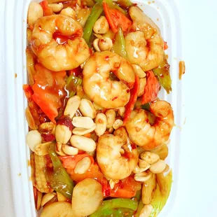 shrimp and vegetables in a stir fry