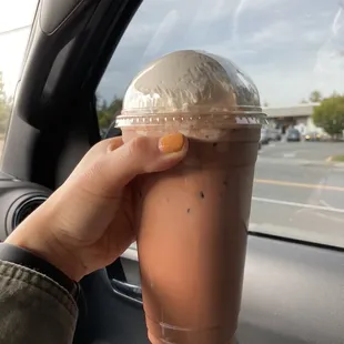 Raspberry zebra iced coffee