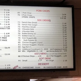 Menu selections of some delicious food!!!