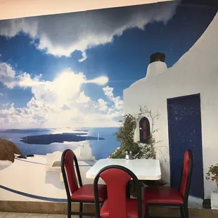 Beautiful mural  let&apos;s dine in Greece!