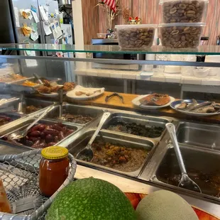 a variety of food items on display