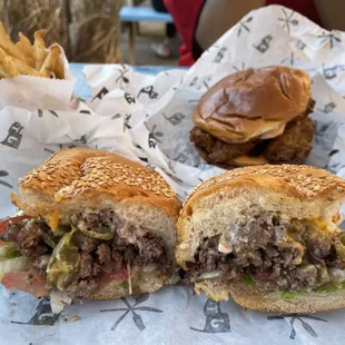 D Rose Special - Chicago chopped cheese
 
 Background - Fried Chicken sandwich, Side order of Fries