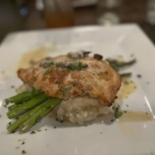 Chicken Piccata over risotto