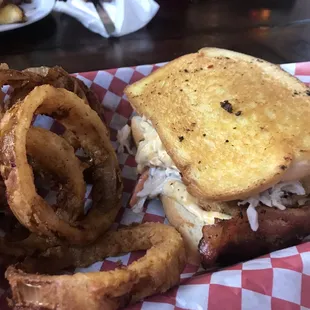 Pimento cheese sandwich with rings . Delicious!