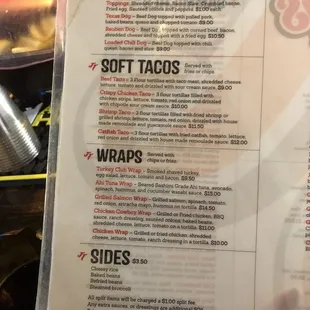 the menu for the restaurant