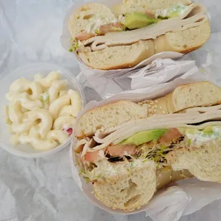 Turkey club with side of macaroni salad