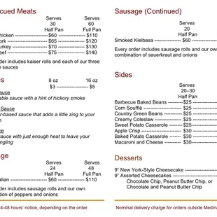 Bulk Carry-Out Menu