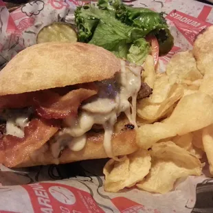 a sandwich and chips